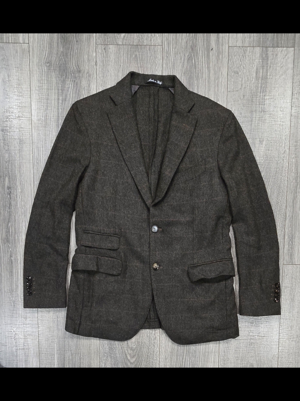 Domenico Vacca Limited Edition Wool Blazer Made in Italy Brown Plaid Sport Coat.